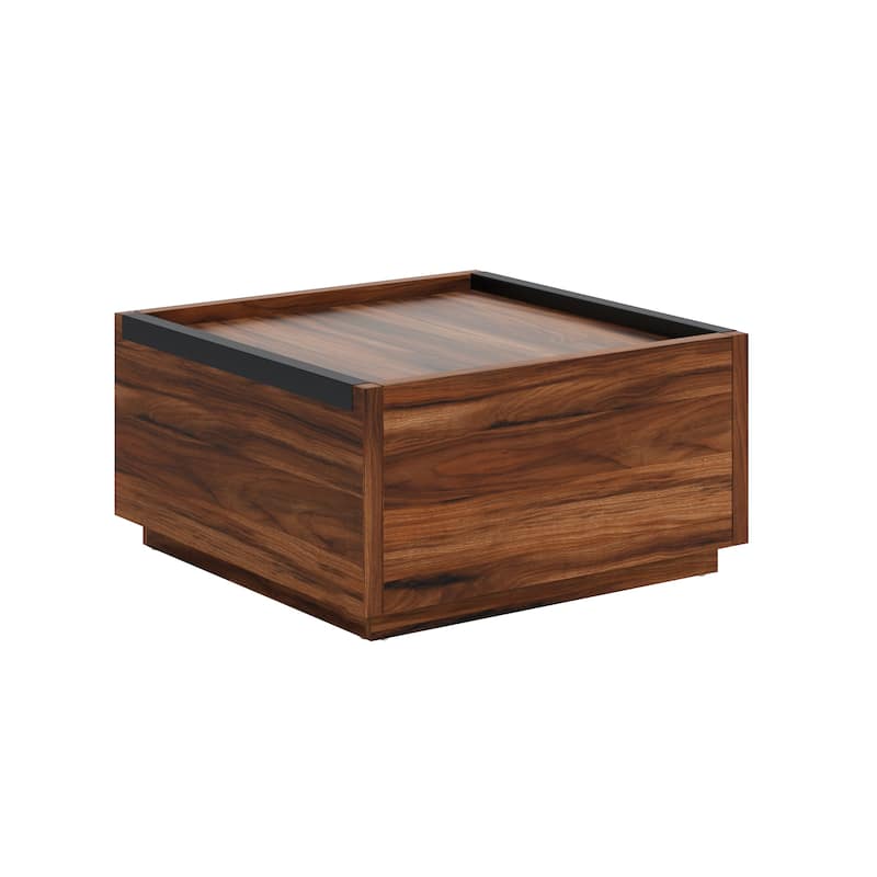Wood Coffee Table with Full-Extension Drawers - 31.02" L x 30.95" W x 16.06" H - Dark Brown