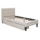 preview thumbnail 5 of 10, Twin Size Upholstered Platform Bed with Linen Headboard and Two Storage Drawers