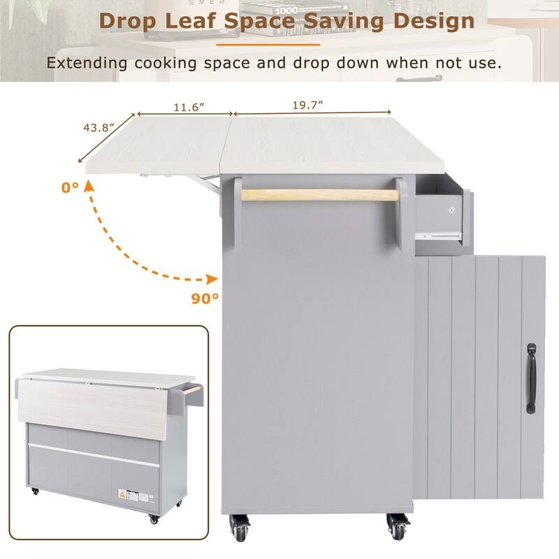 Alger Kitchen Island with Trash Can Storage Cabinet