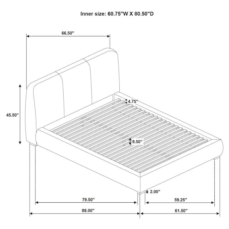 Mokena 46-inch Upholstered Platform Bed