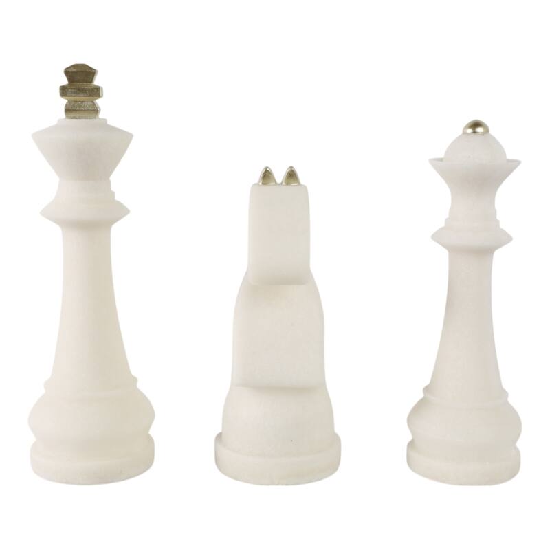 Polyresin Decorative Objects Chess Design (Set of 3) - 16/14/13" White - 5" x 5" x 16"