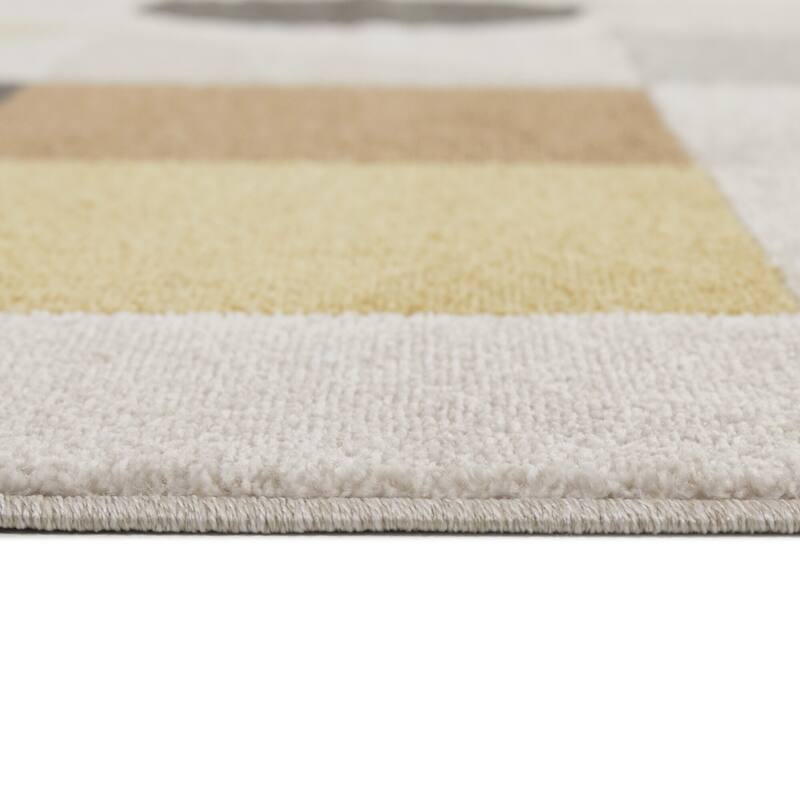 Aden Modern Geometric Area Rug - 5'3" x 7' - Cream