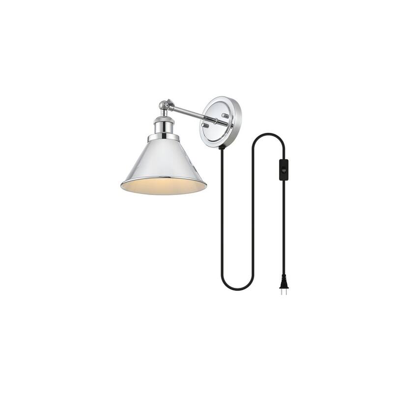 Brunt 1 Light Black Plug In Wall Sconce