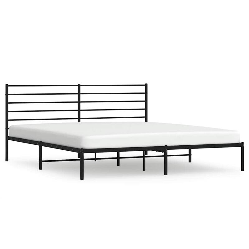 vidaXL Metal Bed Frame with Headboard, No Mattress