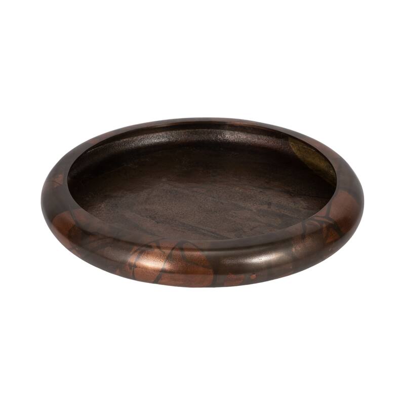Decorative Round Shallow Bowl for Home Decor - 25", Bronze and Copper