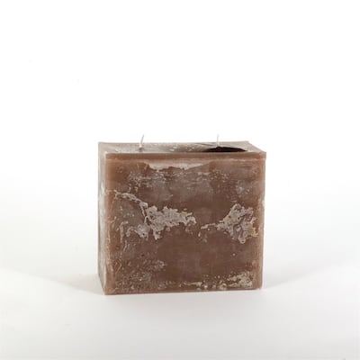 Rectangle 2-Wick Pillar Candle 6.3"x5.15"x3.15" Brique - Brique