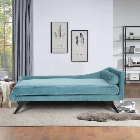 68" Fabric Upholstered Right Arm Chaise Lounge with Same Color Long Pillow and Comefortable Cushion for Living Room, Bedroom