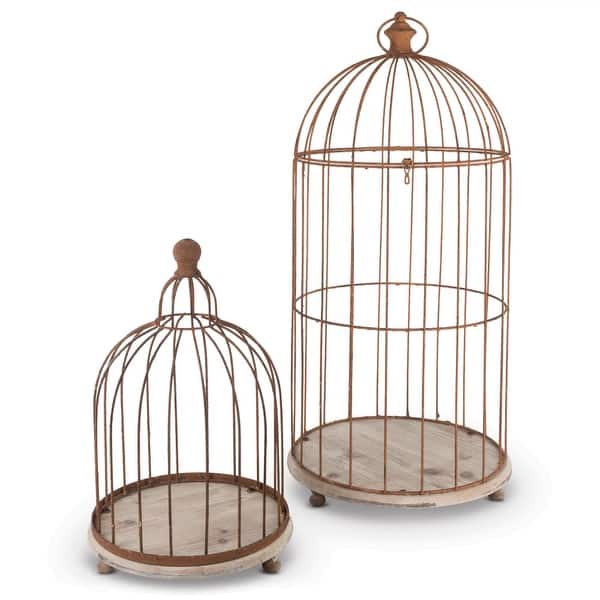 Set Of 2 Rustic Brown Finish Antique Wire Bird Cages With Hanging Ring 26 25 Overstock 22618979 No matter what bird or what needs you have, we have the birdcage for you. overstock com