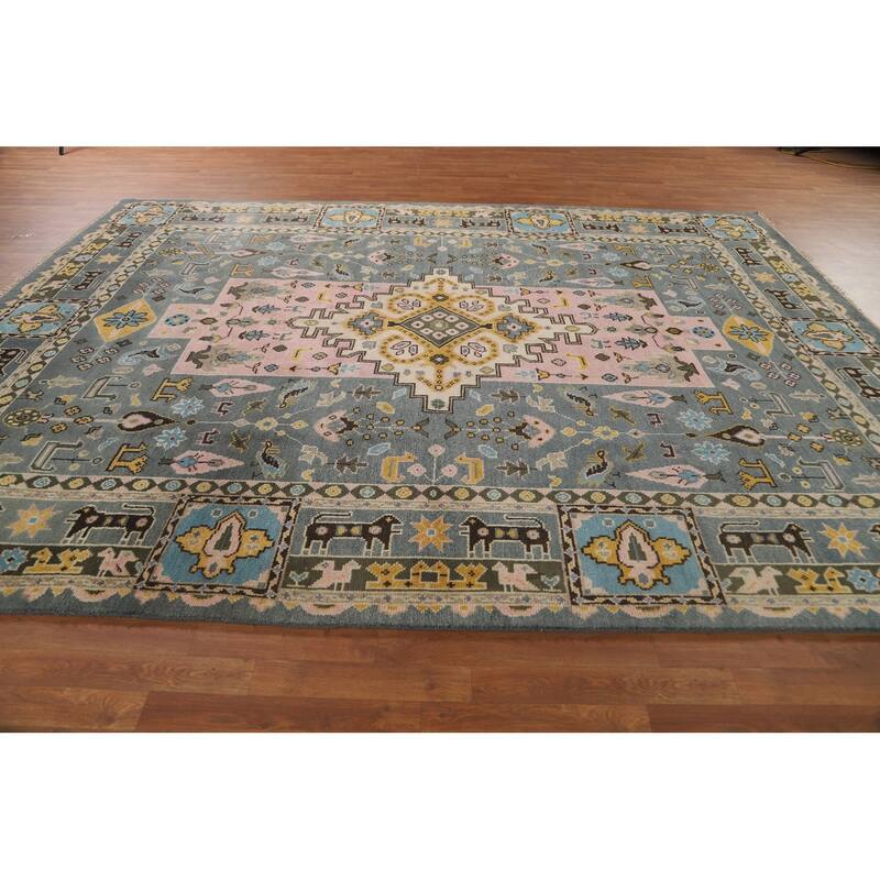 Tribal Geometric Heriz Serapi Oriental Area Rug Handmade Wool Carpet - 9'2" x 11'10"