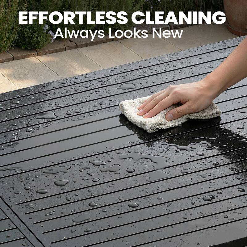 13/15-Piece Outdoor Patio All-Weather X-Shaped Aluminum Dining Set Table with Folding Chairs