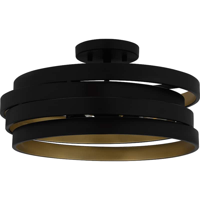 Berner 3-Light Matte Black Semi-Flush Mount Light