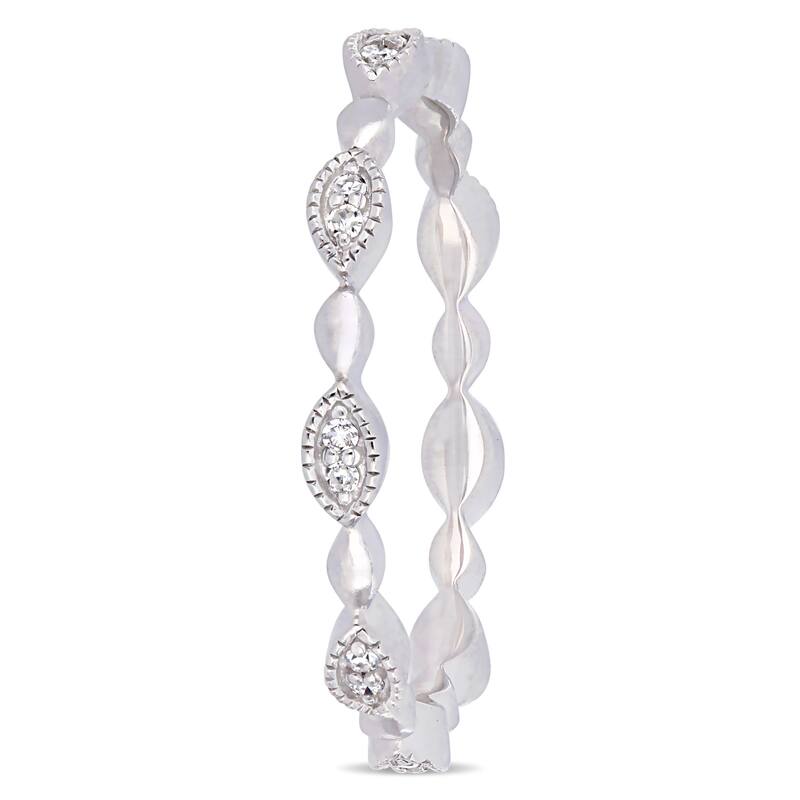 Miadora 10k White Gold 1/10ct TDW Diamond Stackable Infinity Eternity Band
