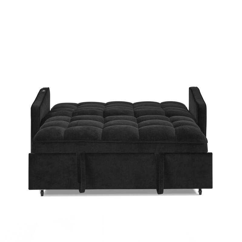 Loveseats Sofa Bed with Pull-out Bed,Adjsutable Back and Two Arm Pocket