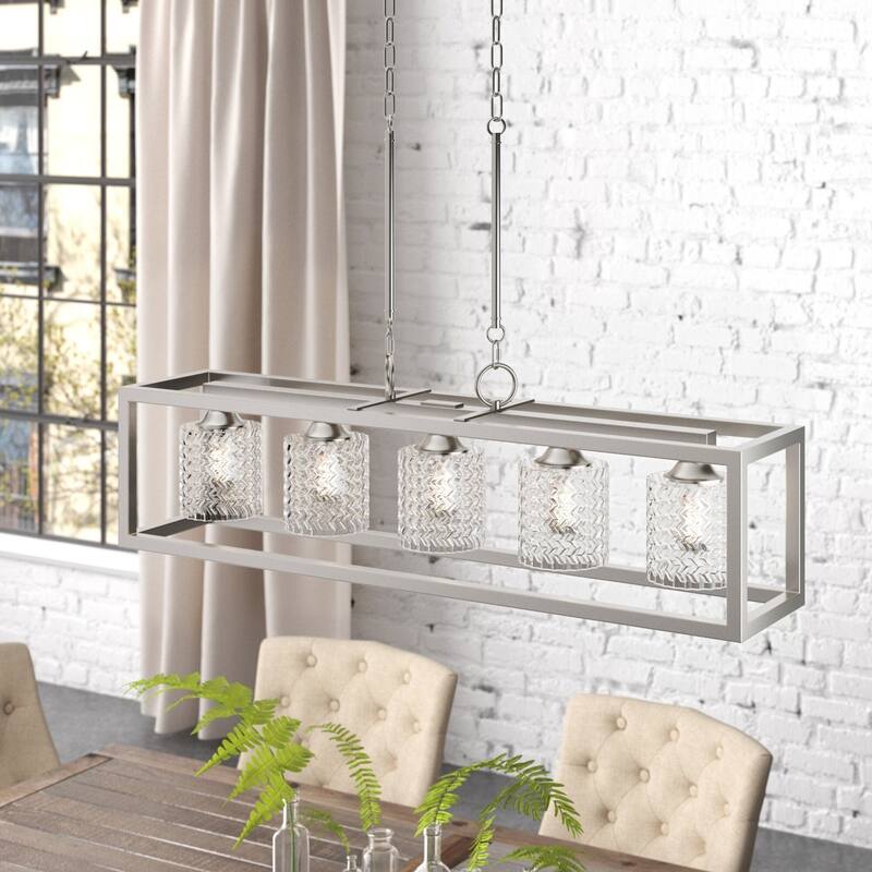 Acroma 5-light 37 Inch Linear Modern Farmhouse Rectangle Chandelier-UL - 37 inches - Nickel Dust