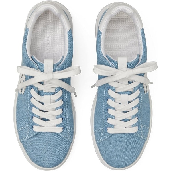 Tory Burch Womens Double T Howell Court Sneaker Light Denim 