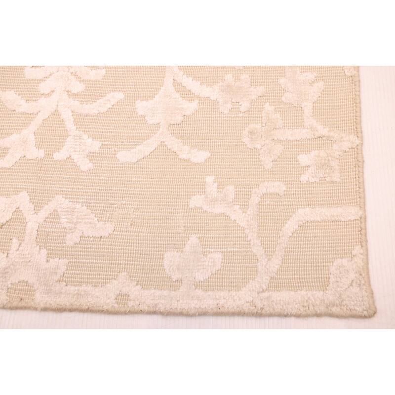 ECARPETGALLERY Hand Loomed Elysian Beige, Ivory Viscose, Wool Rug - 6'8 x 8'1