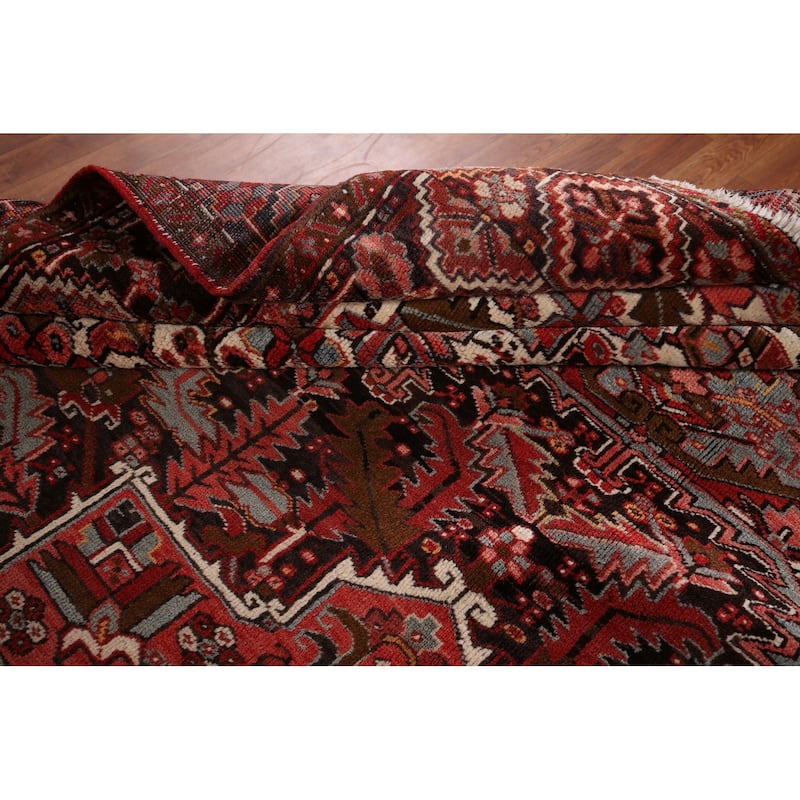Blue Heriz Vintage Persian Area Rug Handmade Wool Carpet - 9'3" x 12'10"