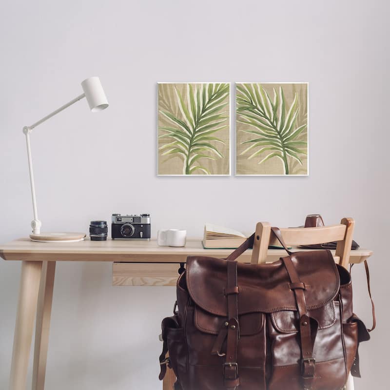 Stupell Natural Palm Leaves Wall Plaque Art Design By June Erica Vess (Set of 2)