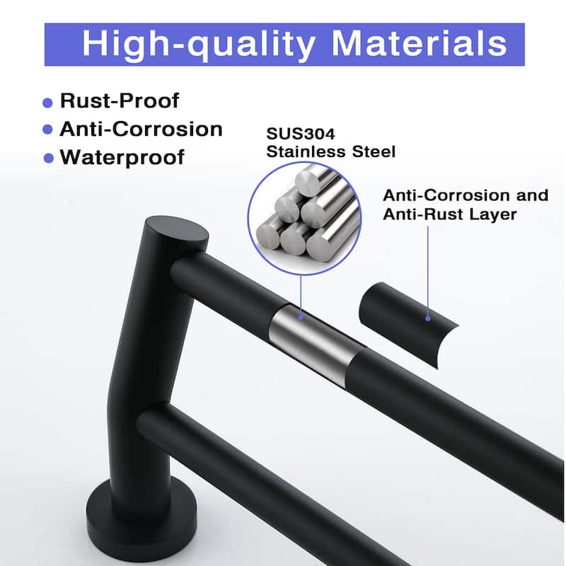 Stainless Steel 24 in. Wall Mounted Double Towel Bar Towel Rack