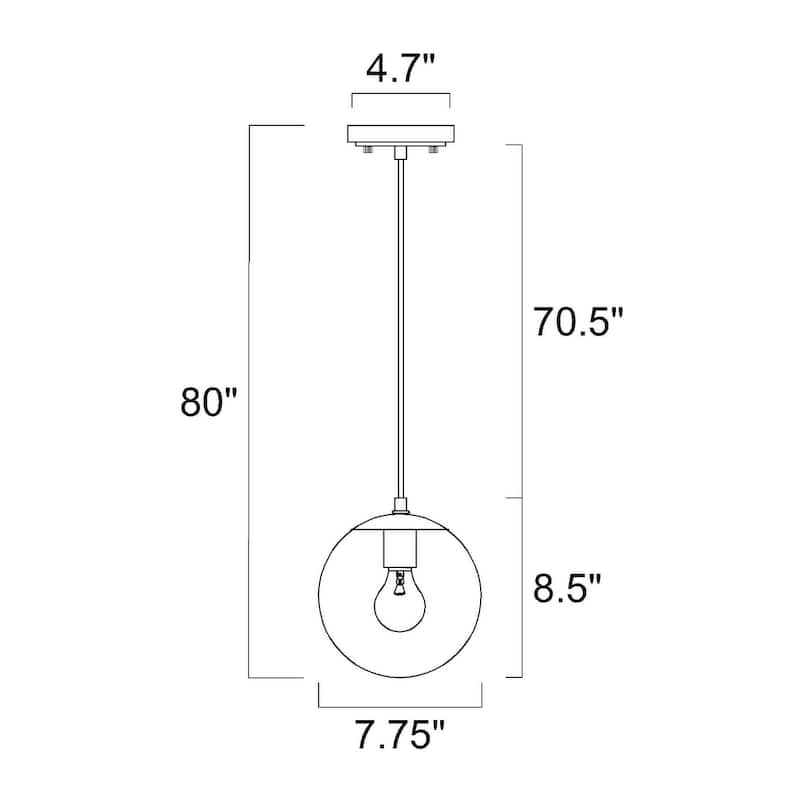 7.75 in. 1-Light Brushed Nickel Pendant Light with Clear Globe Glass Shade - Brushed Nickel
