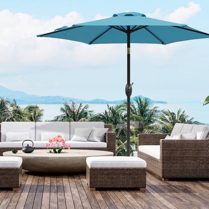 7.5ft * 7.5ft Patio Umbrella with Crank and Push Button Tilt,Outdoor Table Market Umbrella with Aluminum Pole