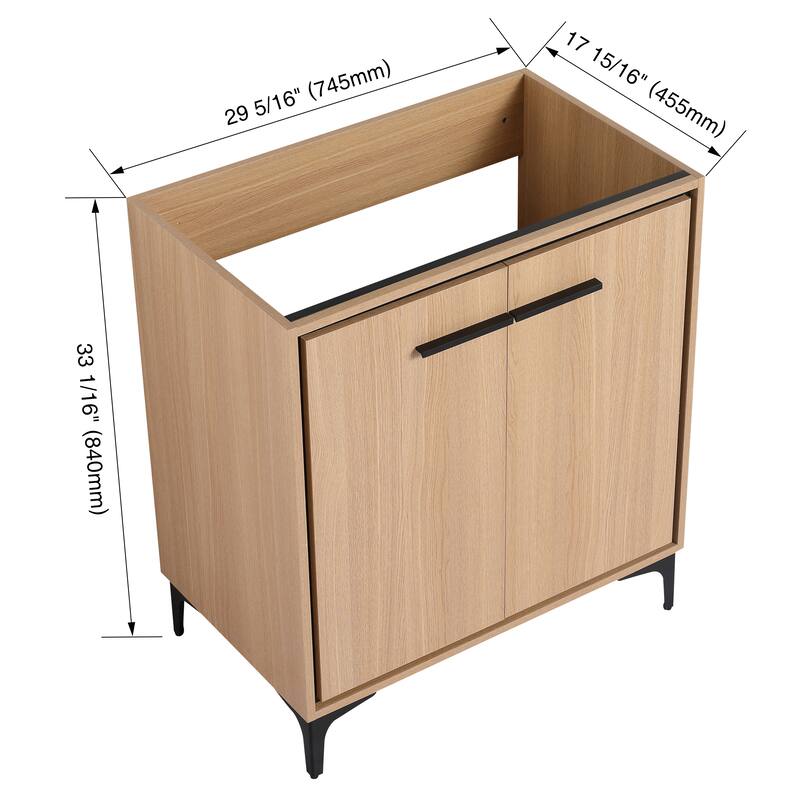 GDFStudio - Denton Modern Freestanding Bathroom Vanity Cabinet with Soft Close Doors, Metal Tripod, Sink NOT INCLUDED - 30"