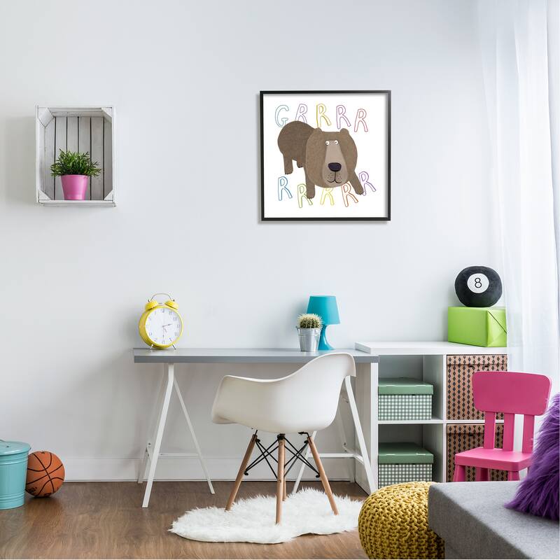 Stupell Grrrr Roaring Wild Bear Framed Giclee Art Design by Carla Daly
