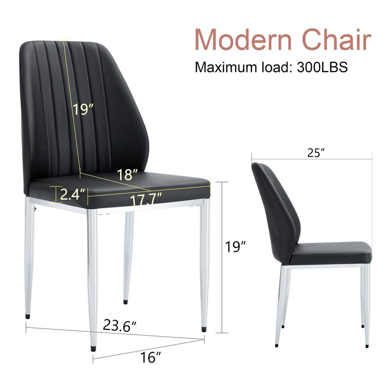 Roomfitters PU Dining Chairs with Extended Backrest and Silver Metal Legs, Modern Upholstered Set of 8