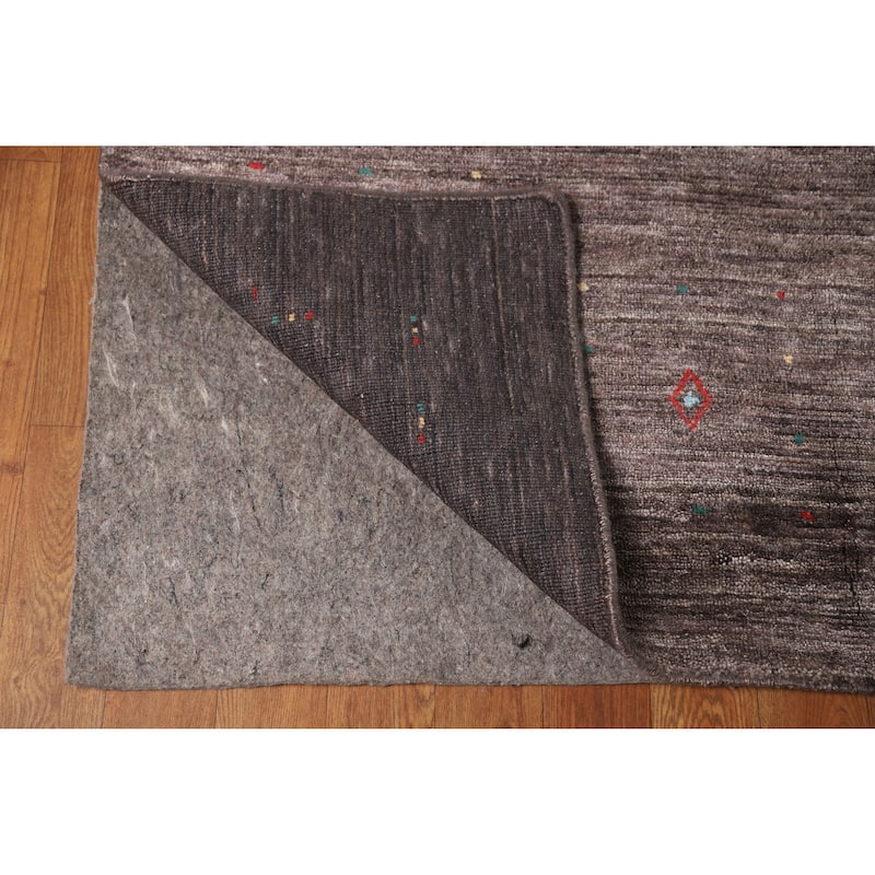 Hand Knotted Oriental 100% Wool Carpet Tribal Tribal Brown Gabbeh Area Rug - 9' 11'' X 7' 11''