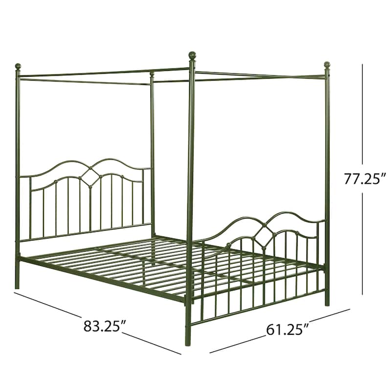 Christopher Knight Home - Voss Queen Iron Canopy Bed Frame with Four-Post Canopy Design