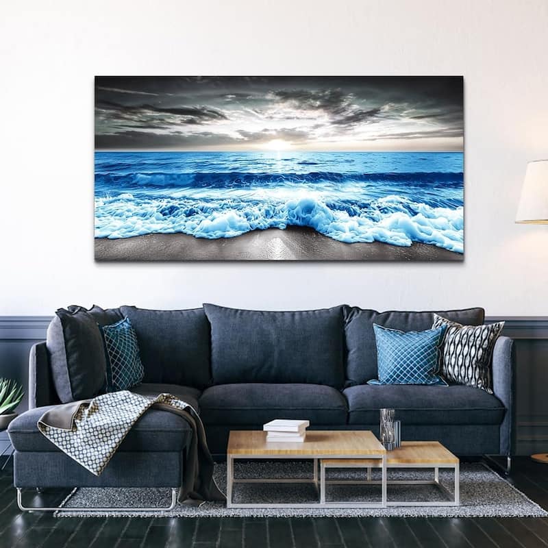 Blue Beach Sun Ocean Landscape Canvas Prints Wall Paintings