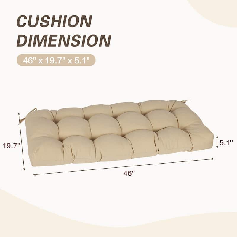 Aoodor Outdoor Polyester Tufted Bench Cushion, Water-resistant & Fade-Resistant Cushion
