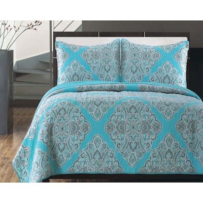Gouchee Home Windsor Quilt Set Queen Turquoise