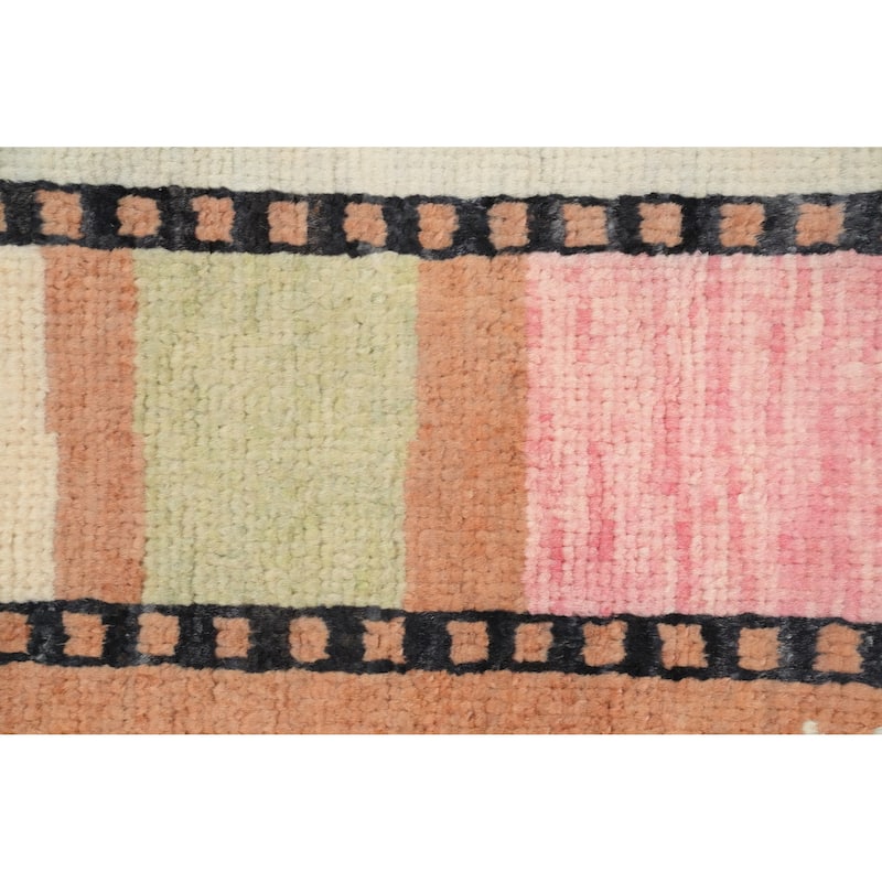 Hand Knotted Oriental 100% Wool Carpet Modern Geometric Multi-Colored Gabbeh Area Rug - 8' 10'' X 6' 1''