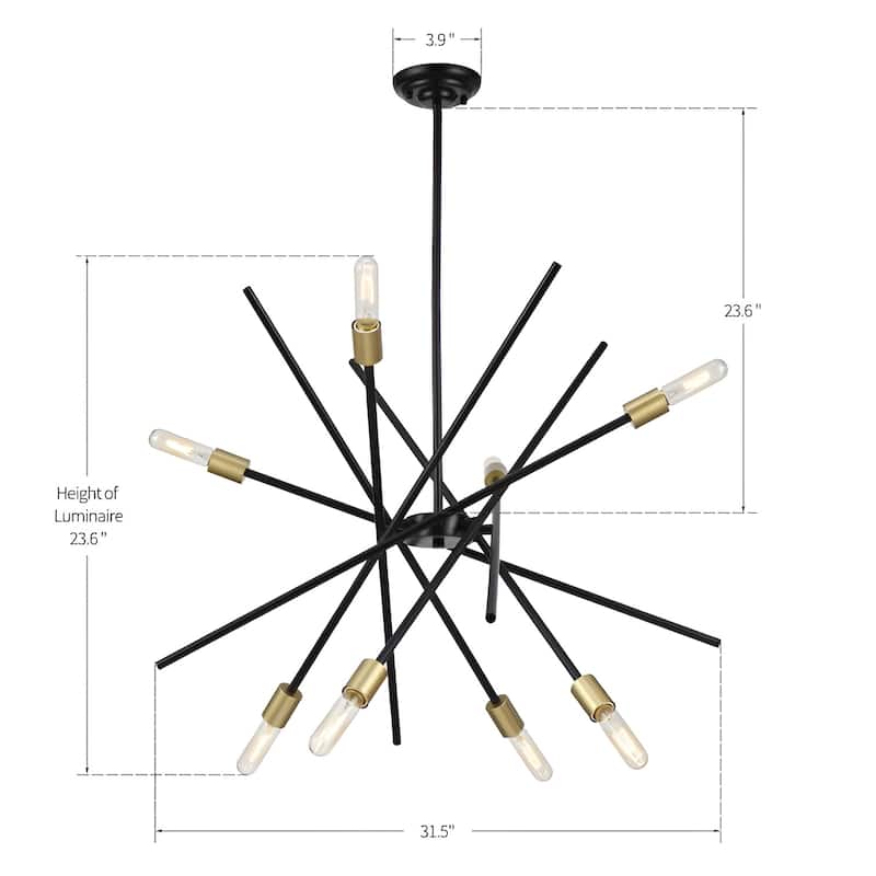 Sputnik Cedillo 8-light Adjustable Chandelier, Antique Bronze For Dining Room Or Entryways