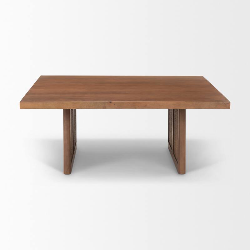 Grier Solid Wood With Cane Accented Base Coffee Table