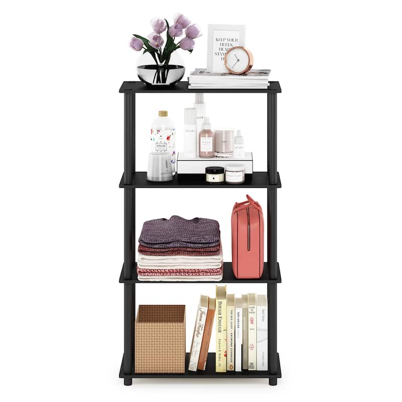 Furinno Turn-N-Tube 4-Tier Multipurpose Shelf Display Rack, Americano/Black