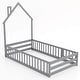preview thumbnail 1 of 20, Costway Twin Size Montessori Floor Bed for Toddler with Lockable Door Grey