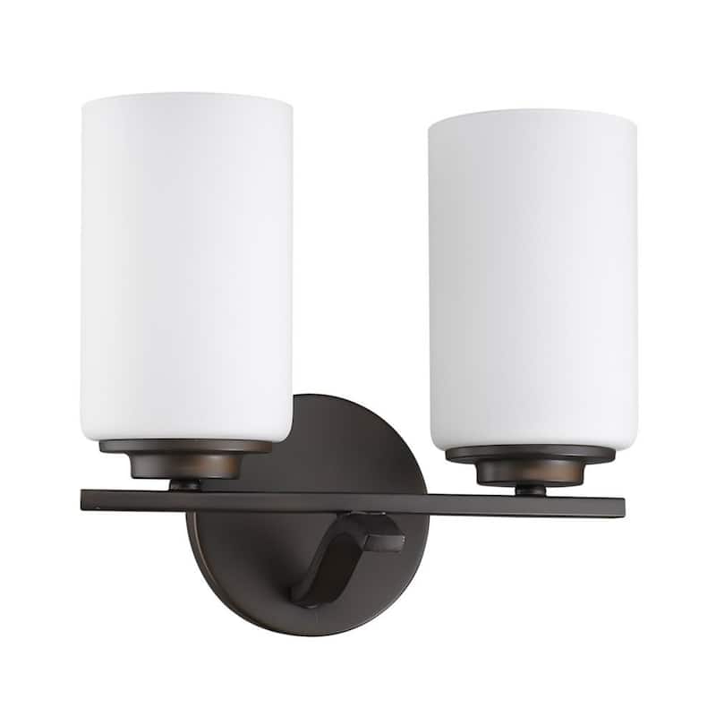 Modern Wall Mounted Vanity Light with Opal Etched Glass Shades and 2-Light Hardwired Fixture for Dry Locations