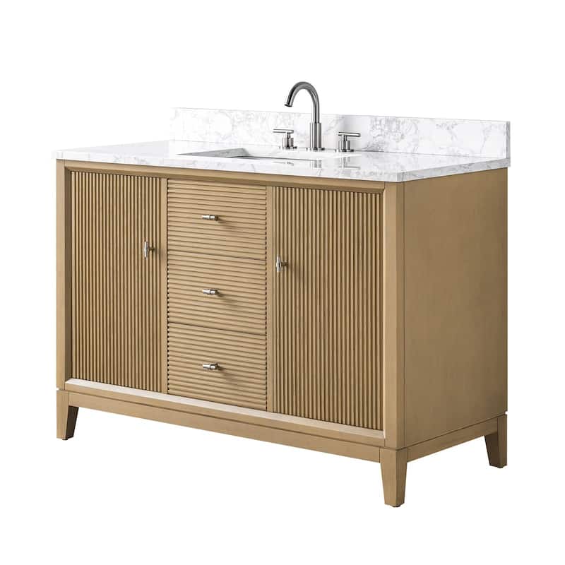 Vanity Art 48" Freestanding Bathroom Vanity with Engineered Marble Top and Sink