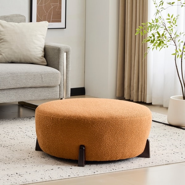 Christopher Knight Home - Jessica Modern Round Ottoman with Boucle ...