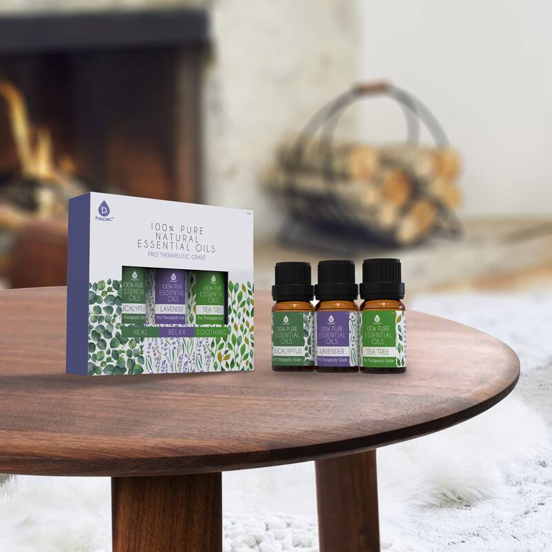 Pursonic 3 pack of 100% Pure Essential Oils (Eucalyptus, Lavender & Tea Tree) - N/A