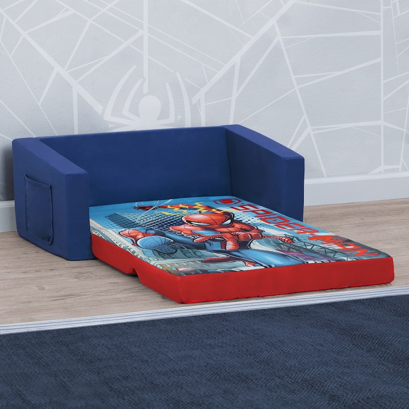 Spider-Man Cozee Flip-Out Sofa - 2-in-1 Convertible Sofa to Lounger for Kids by Delta Children