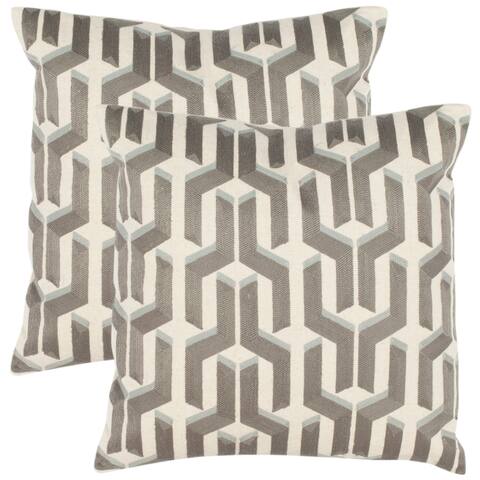 SAFAVIEH Pieces 18-inch White/ Silver Decorative Pillows (Set of 2)