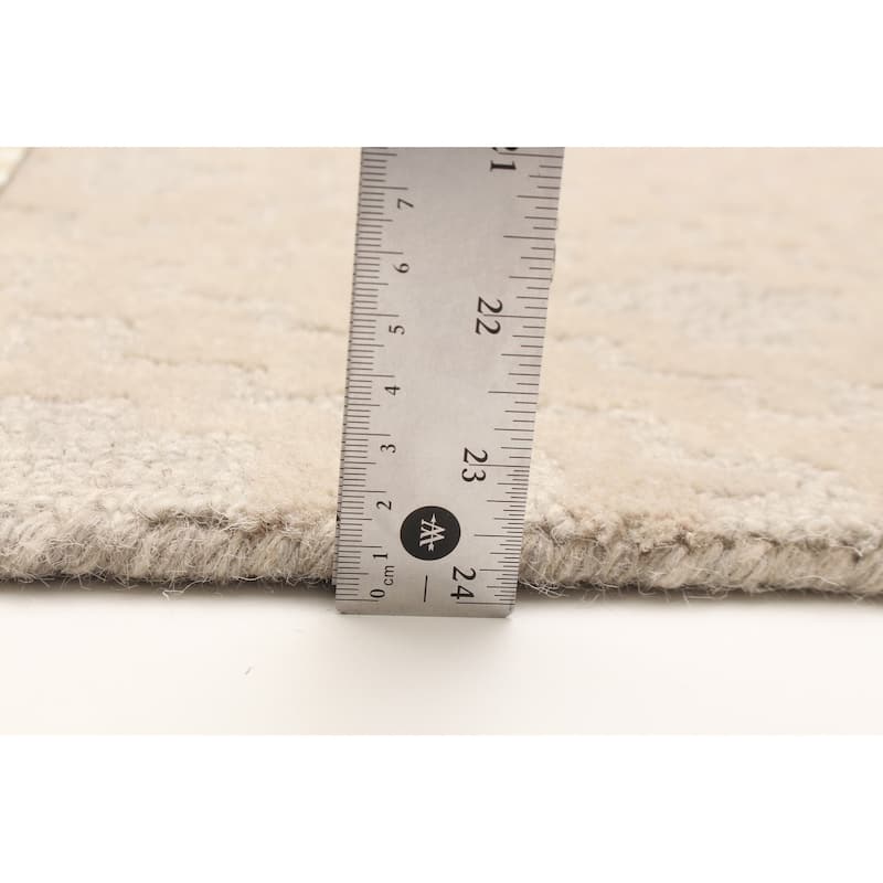 ECARPETGALLERY Hand Tufted Timeless Khaki Wool Rug - 5'0 x 7'7