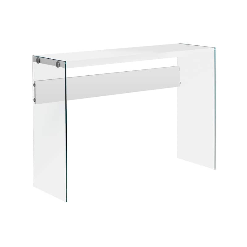 44" Stylish Modern Wood Top Console Table with Transparent Glass Base Modern Accent for Living Room - 44”L x 15.75”W x 32”H - White-Clear