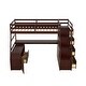 preview thumbnail 4 of 19, Wooden Twin Size Loft Bed Frame with Built-in Desk, Cabinet, 2 Shelves, Storage Stairs and Full-length Guardrails - Unisex
