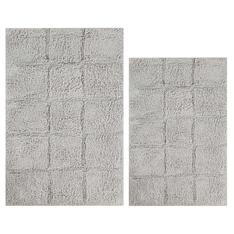 Superior Cotton Checkered 2-piece Non-skid Bath Rug Set