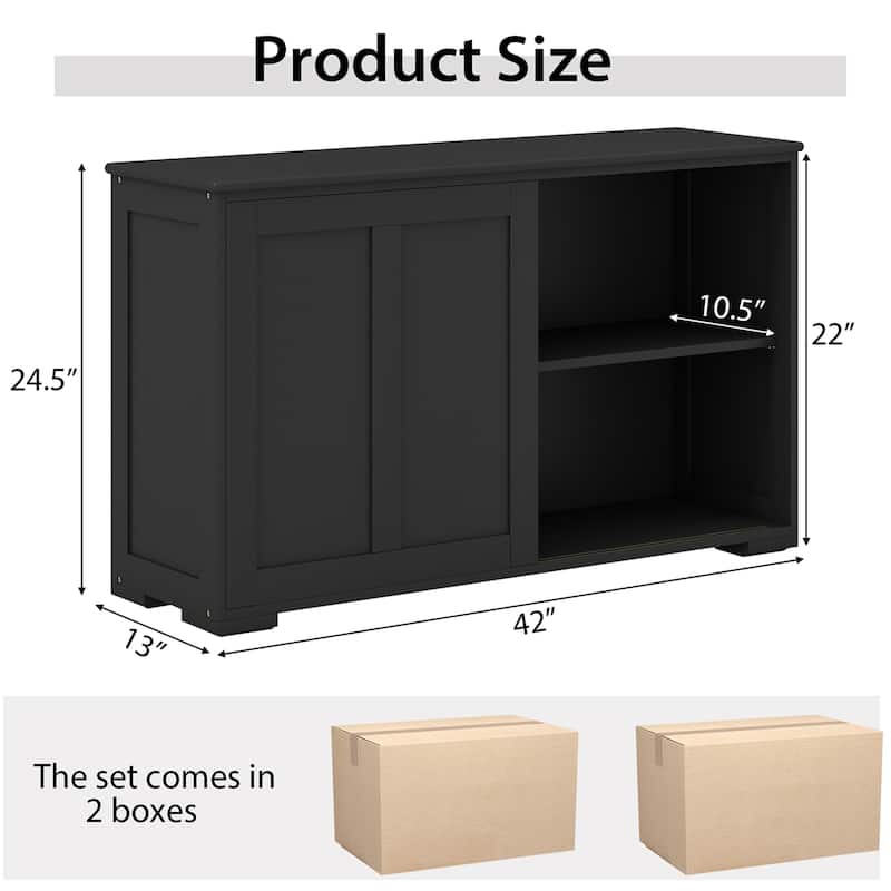Costway Stackable Buffet Sideboard Set of 2 with Sliding Doors & - See Details