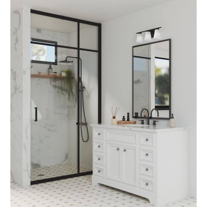 Tanner Collection Three-Light Matte Black Transitional Vanity Light - 22 in x 6.5 in x 7.12 in